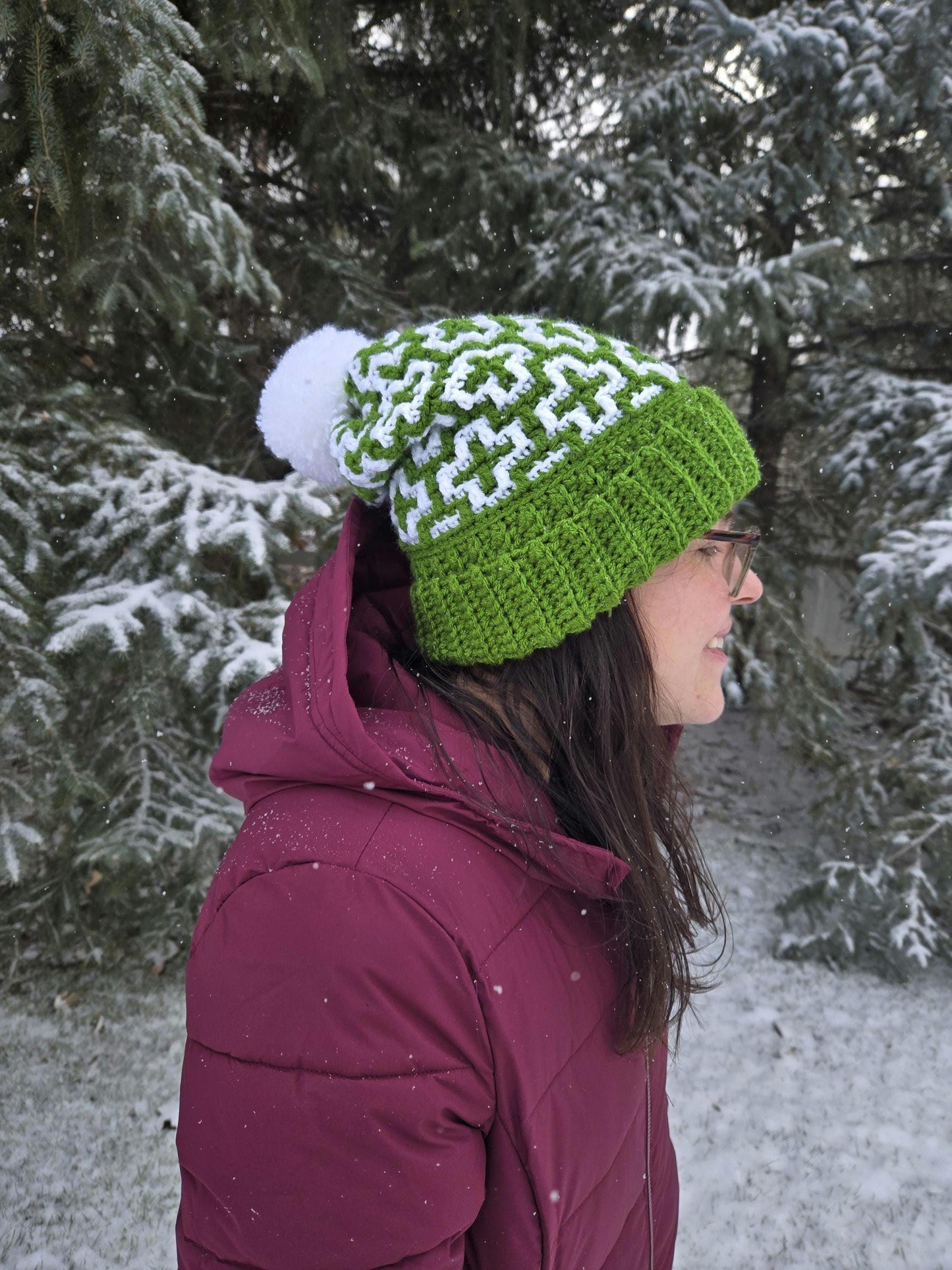 Crochet Mosaic Crosses Stocking Cap