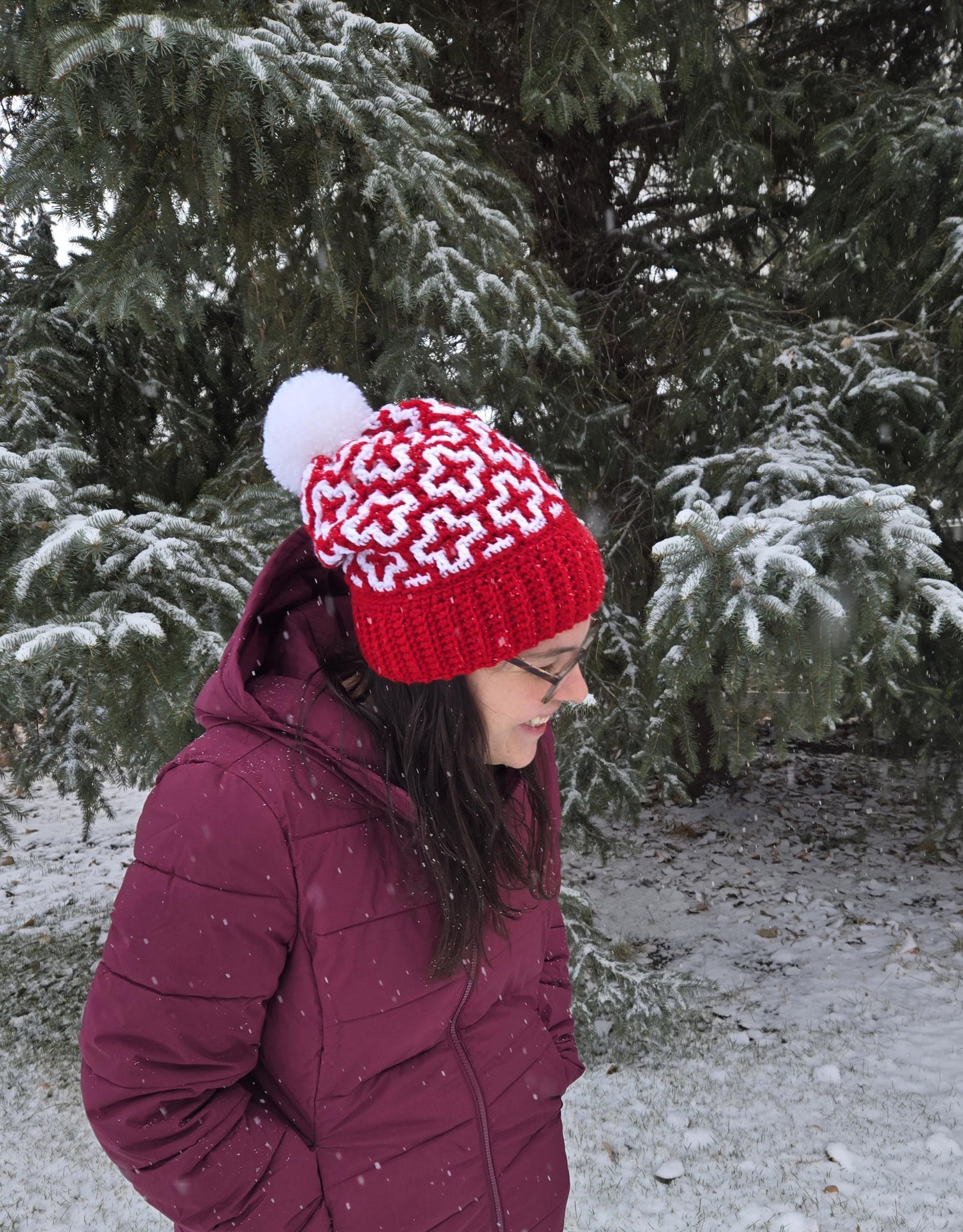 Crochet Mosaic Crosses Stocking Cap