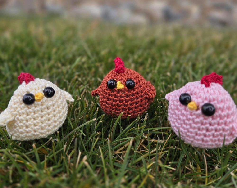 Miniature Crocheted Chickens