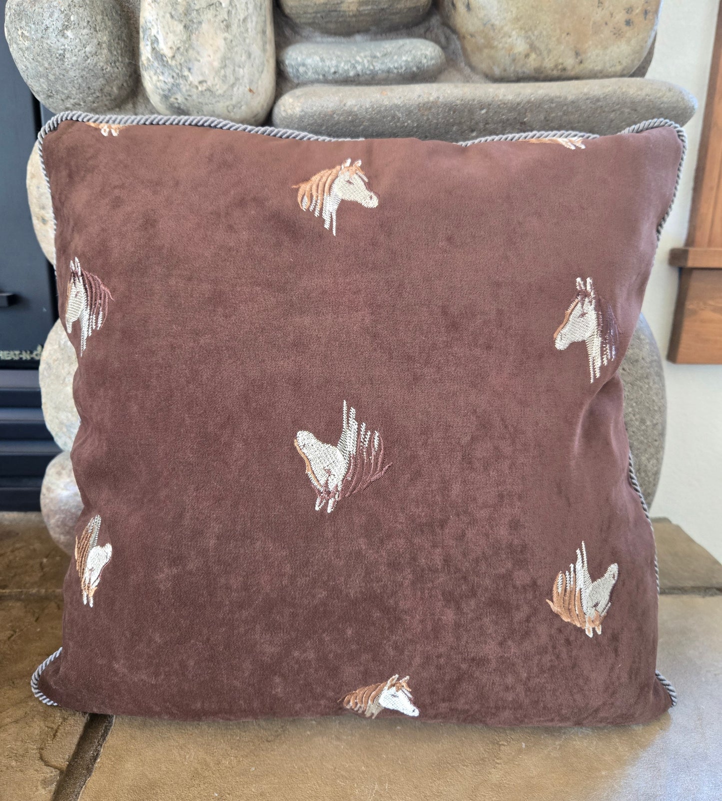 Faux Suede Horse Pillow