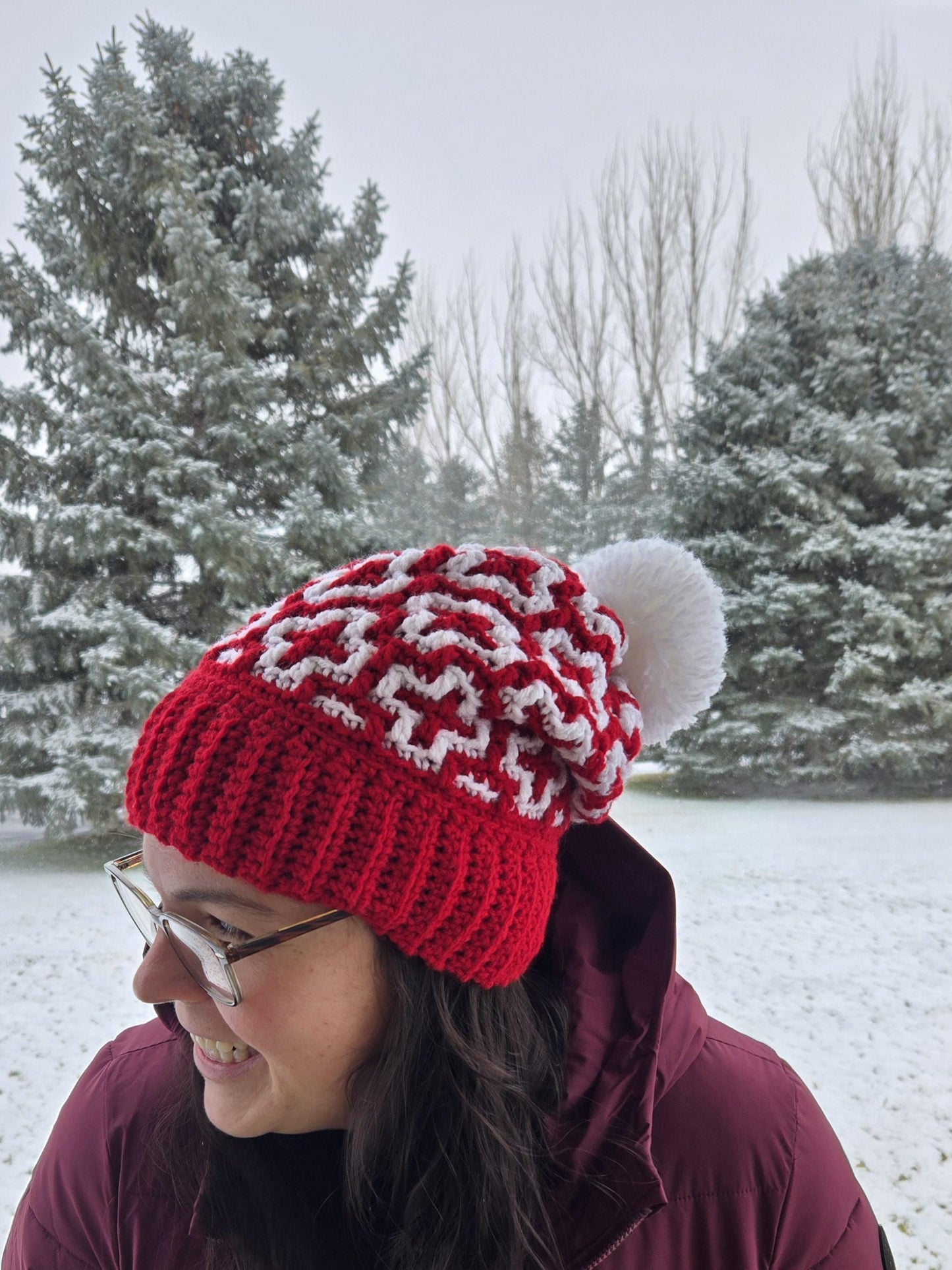 Crochet Mosaic Crosses Stocking Cap