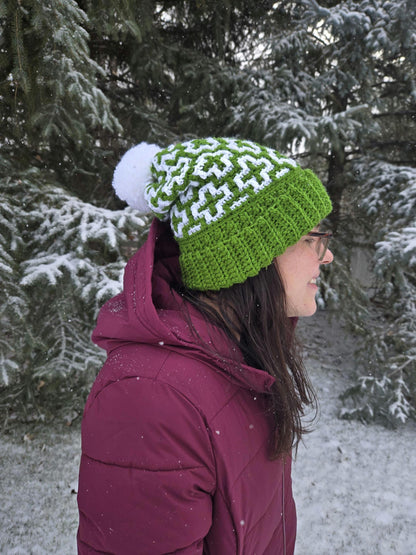 Crochet Mosaic Crosses Stocking Cap