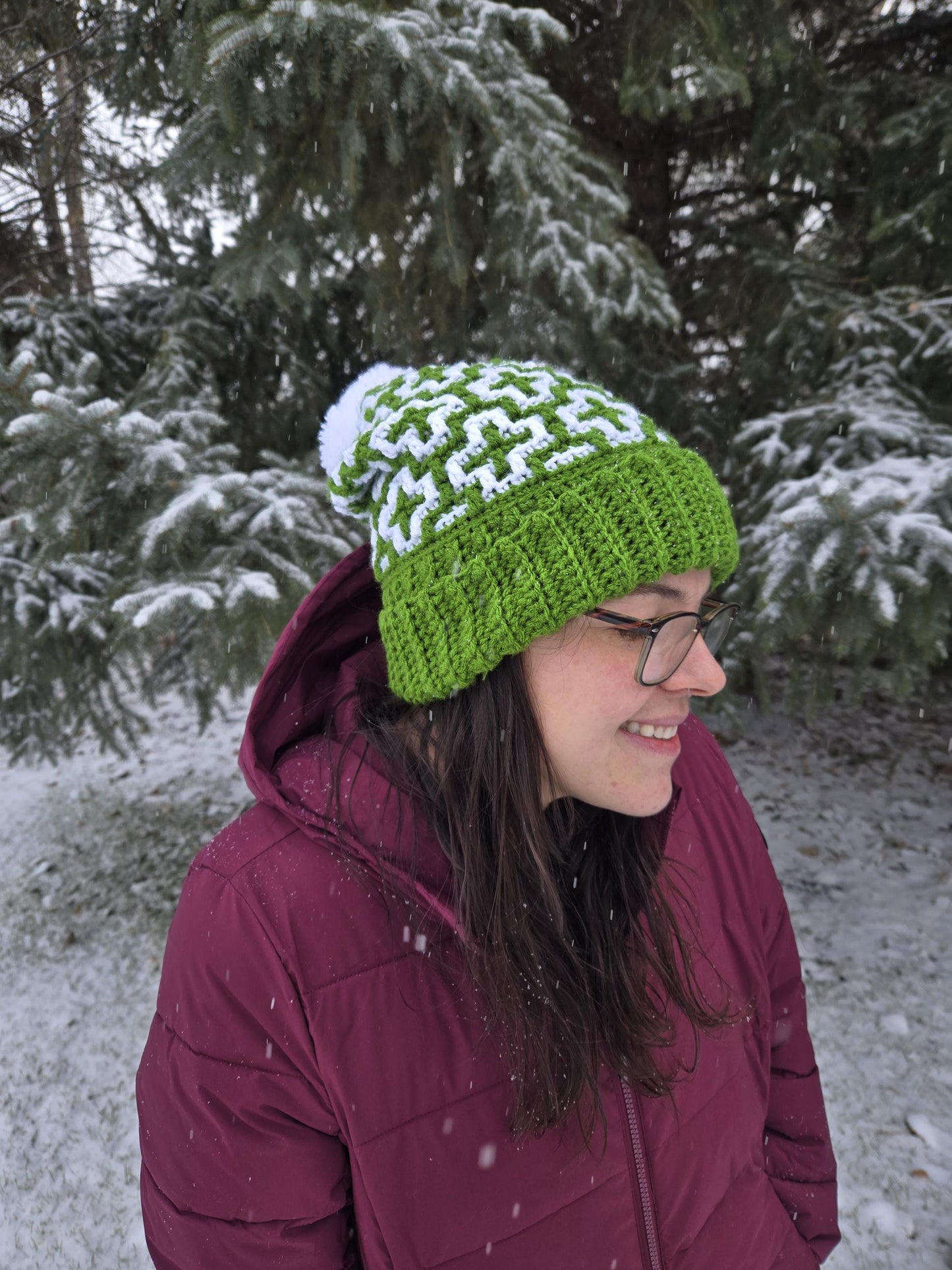 Crochet Mosaic Crosses Stocking Cap