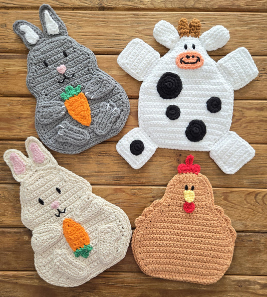 Crochet Farm Animal Hot Pad