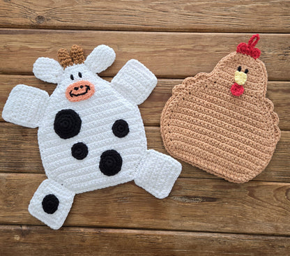Crochet Farm Animal Hot Pad