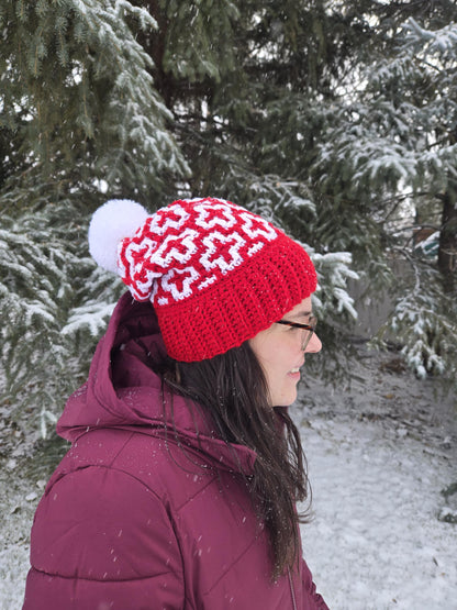 Crochet Mosaic Crosses Stocking Cap