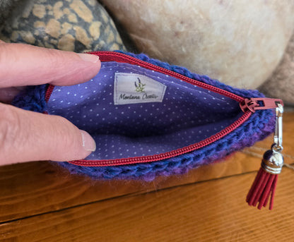 Crochet Granny Squares Fabric Lined Zipper Pouch or Clutch