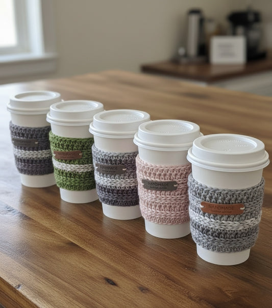 Crochet Boho Coffee Sleeves - Earthy Cotton Accessory