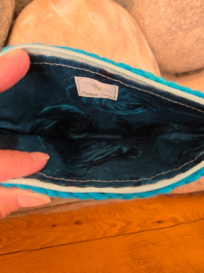 Crochet Granny Squares Fabric Lined Zipper Pouch or Clutch