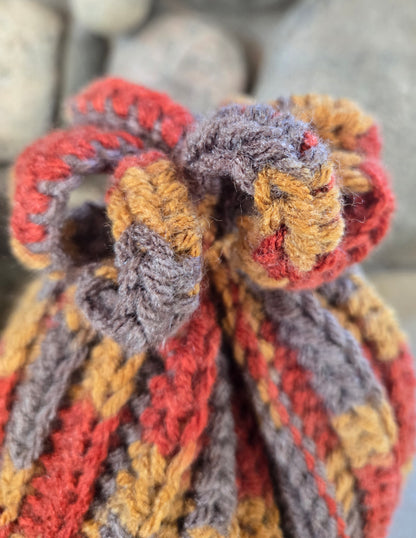 Hand-Crocheted Ribbed Beanie with Pom Pom: Earthy Acrylic Hat