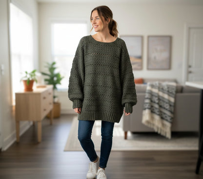 Green Foggy Shores Sweater - Cozy Alpaca Wool