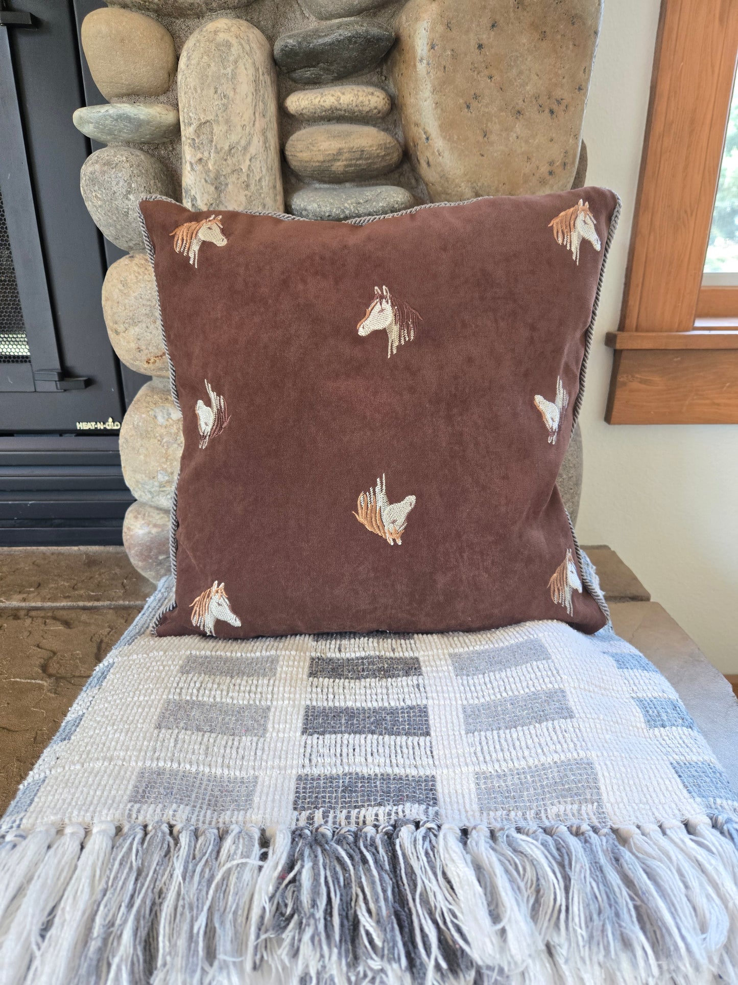 Faux Suede Horse Pillow
