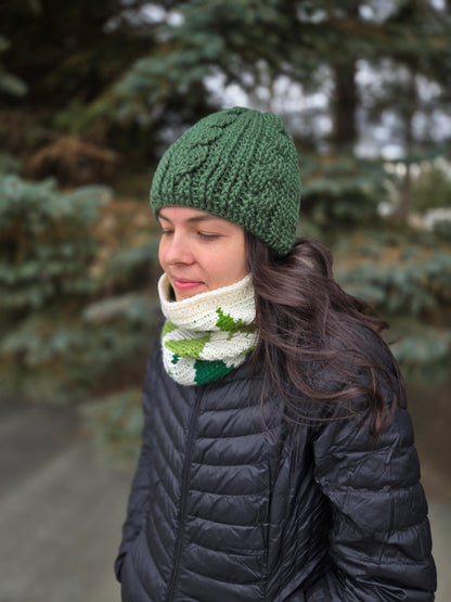 Tapestry Crocheted Pine Trees Neck Cowl