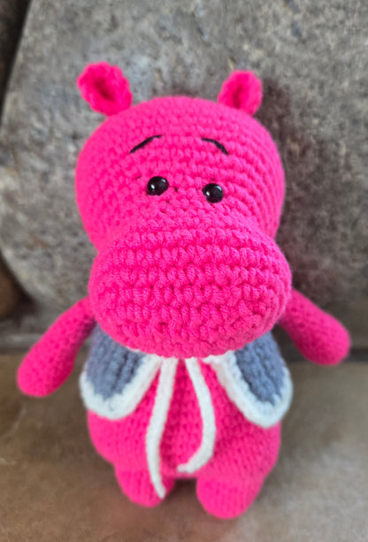 Fuchsia Flo the Crocheted House Hippo Amigurumi Friend