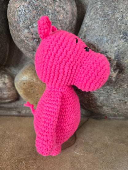 Fuchsia Flo the Crocheted House Hippo Amigurumi Friend