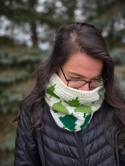 Tapestry Crocheted Pine Trees Neck Cowl