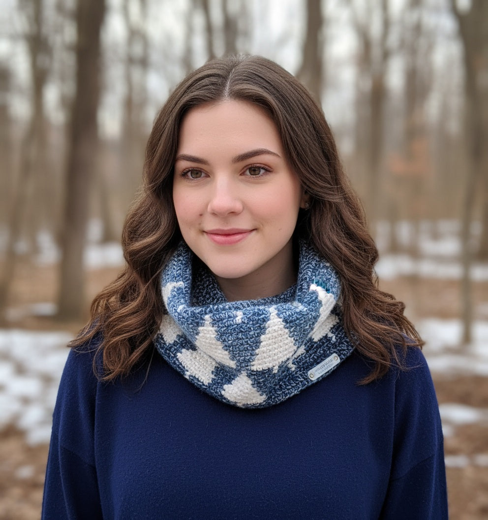 Tapestry Crocheted Pine Trees Neck Cowl