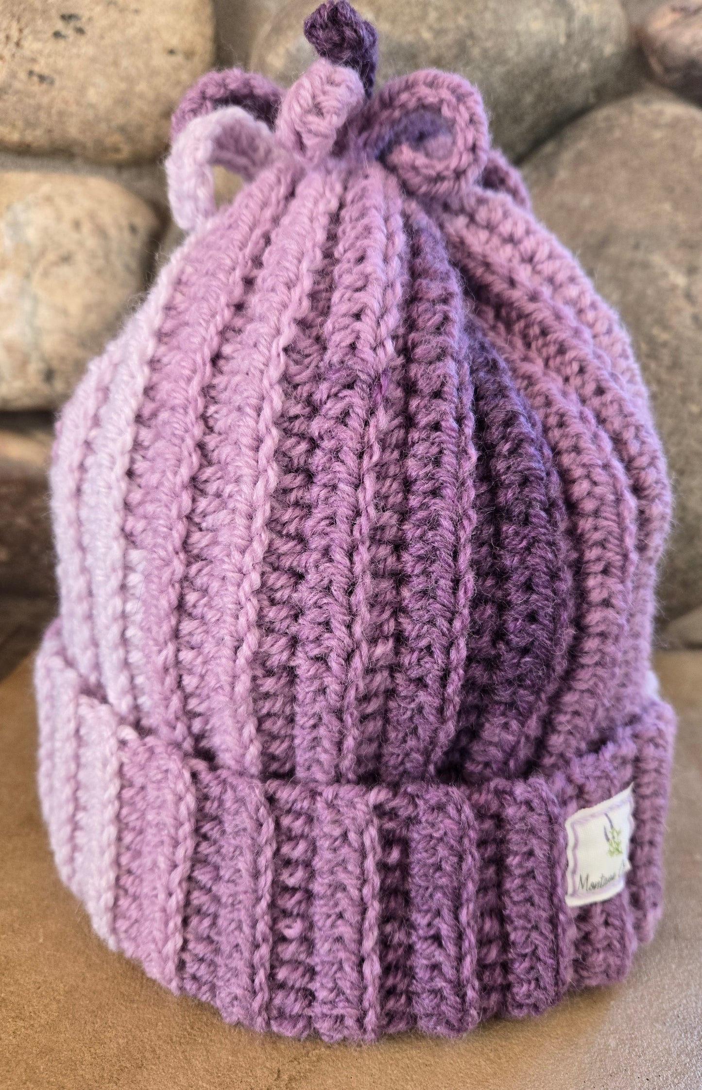 Hand-Crocheted Ribbed Beanie with Pom Pom: Earthy Acrylic Hat