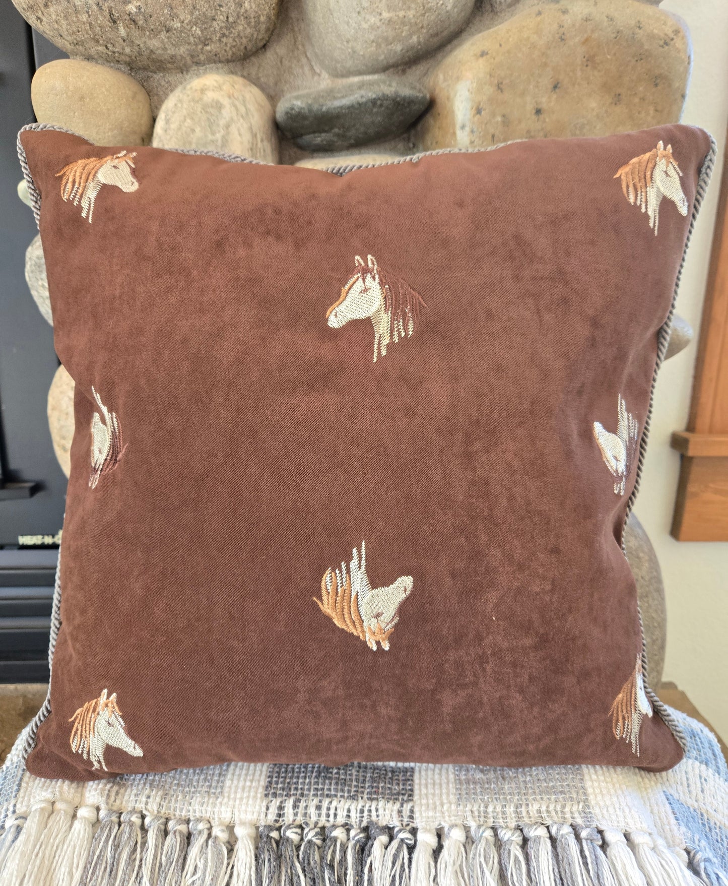 Faux Suede Horse Pillow