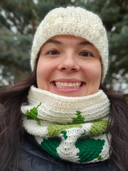 Tapestry Crocheted Pine Trees Neck Cowl
