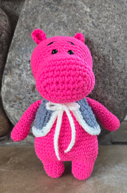Fuchsia Flo the Crocheted House Hippo Amigurumi Friend