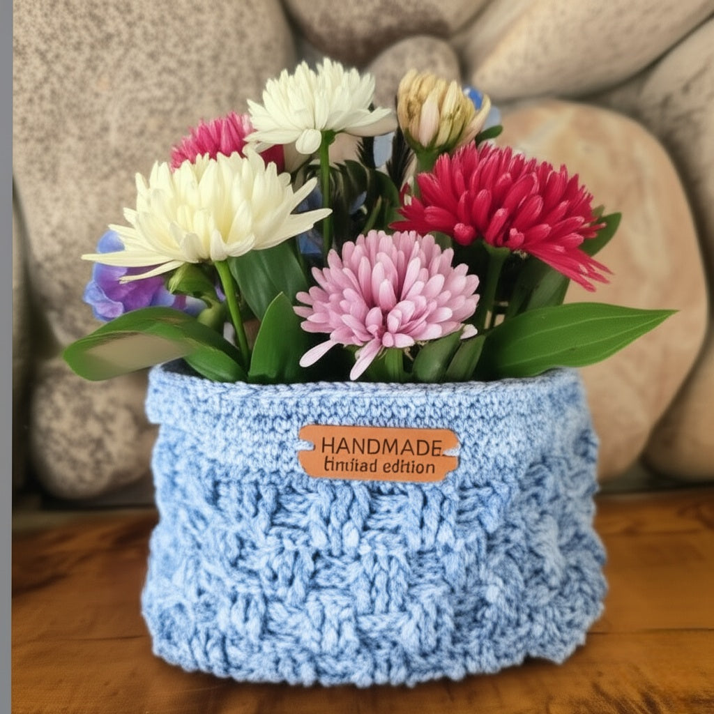 Crocheted Basketweave Basket