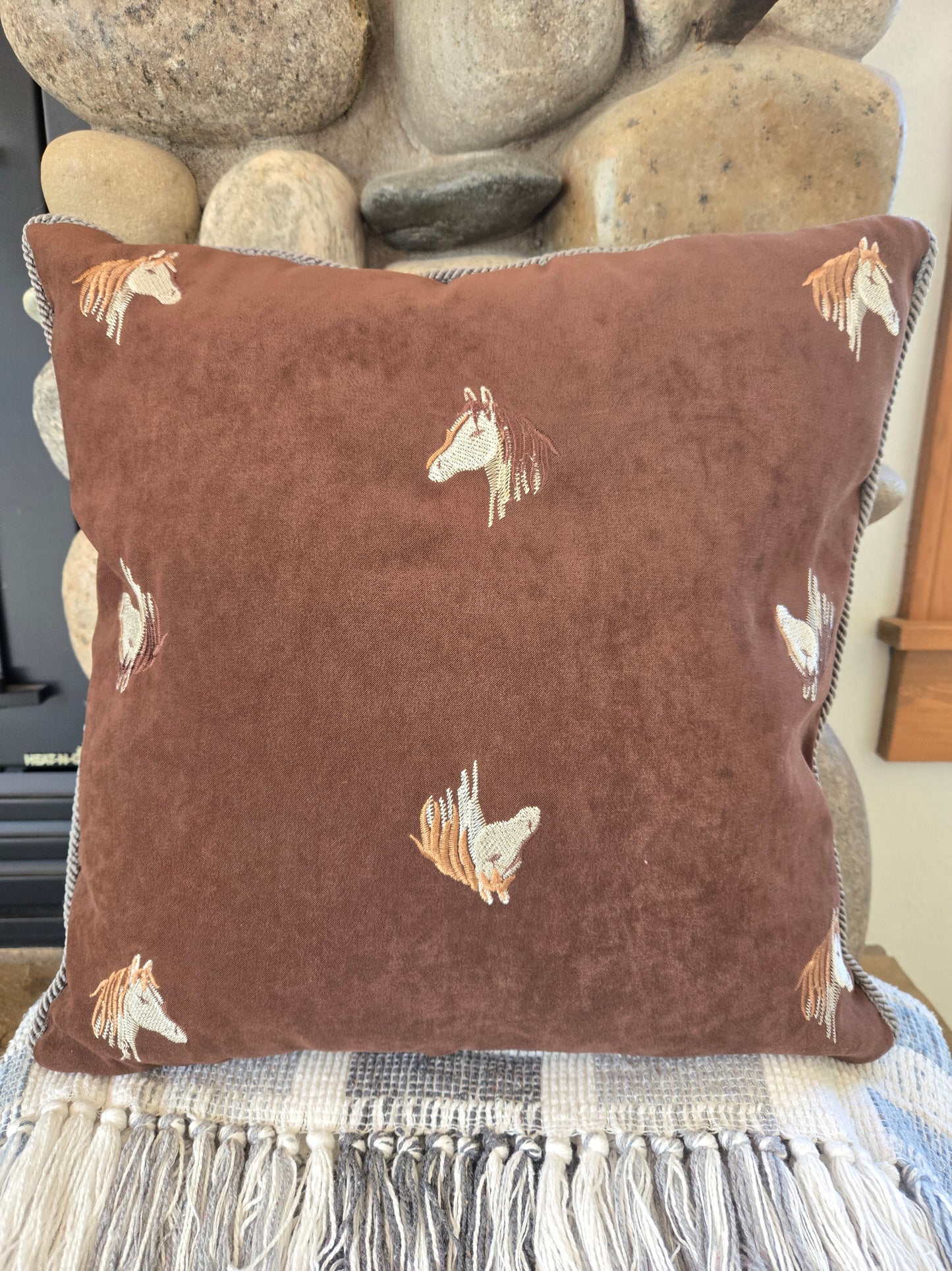 Faux Suede Horse Pillow