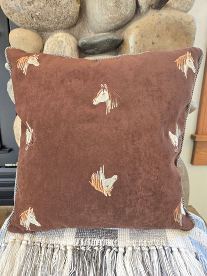 Faux Suede Horse Pillow