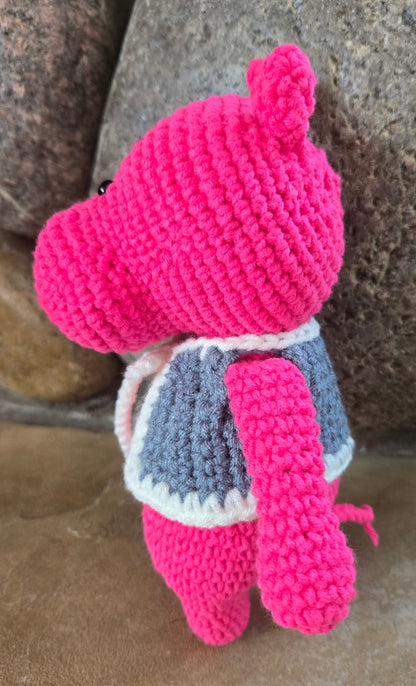 Fuchsia Flo the Crocheted House Hippo Amigurumi Friend