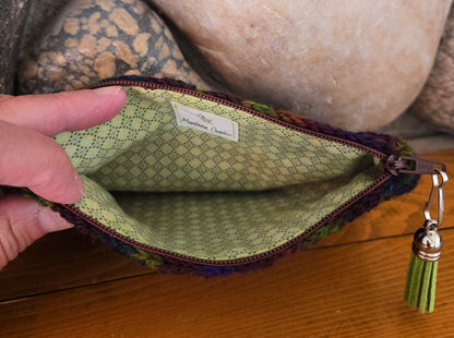 Crochet Granny Squares Fabric Lined Zipper Pouch or Clutch