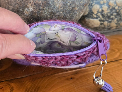 Crochet Granny Squares Fabric Lined Zipper Pouch or Clutch