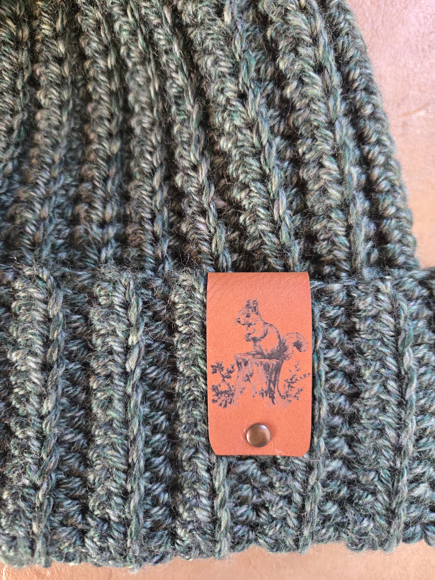 Hand-Crocheted Ribbed Beanie with Pom Pom: Earthy Acrylic Hat