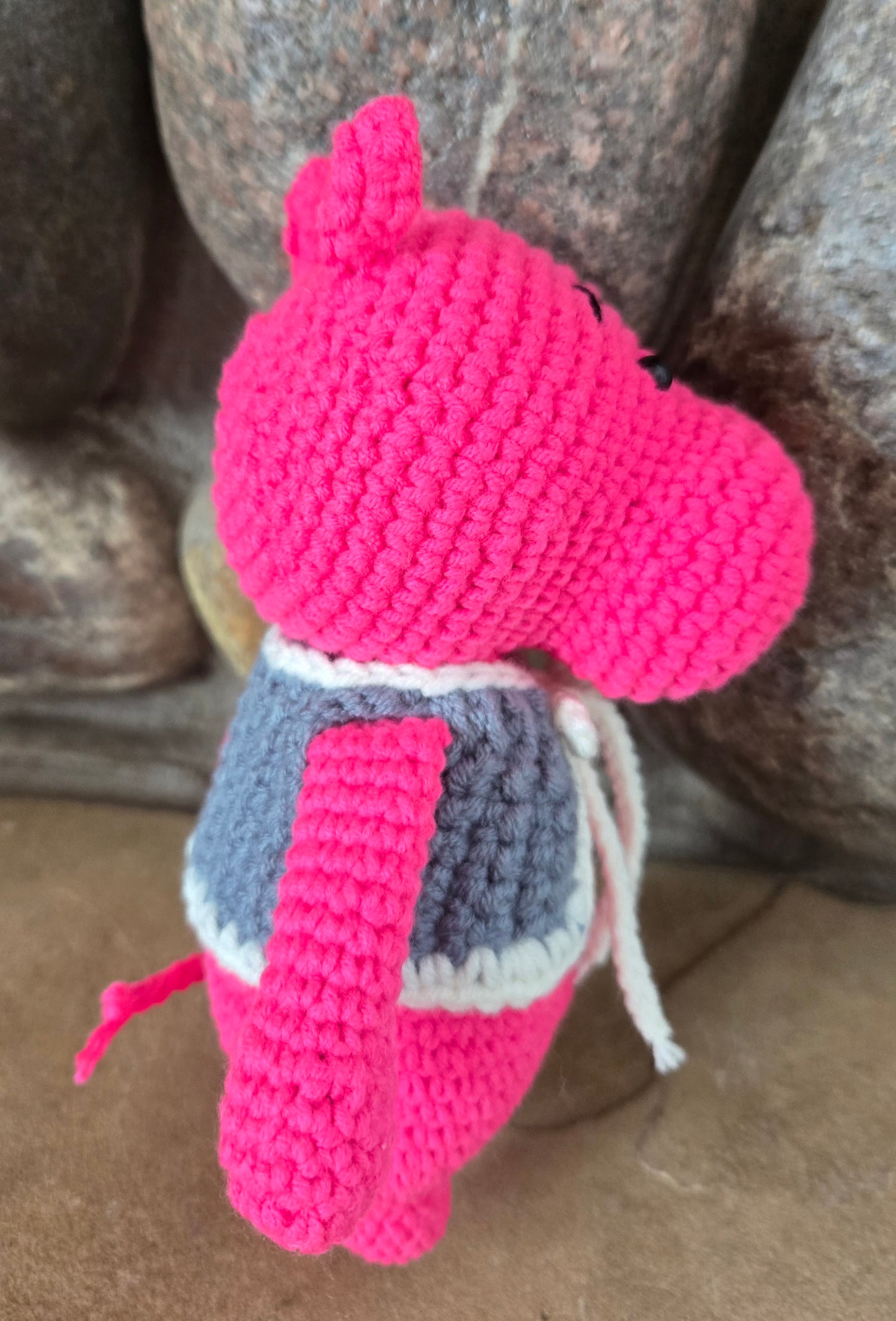 Fuchsia Flo the Crocheted House Hippo Amigurumi Friend